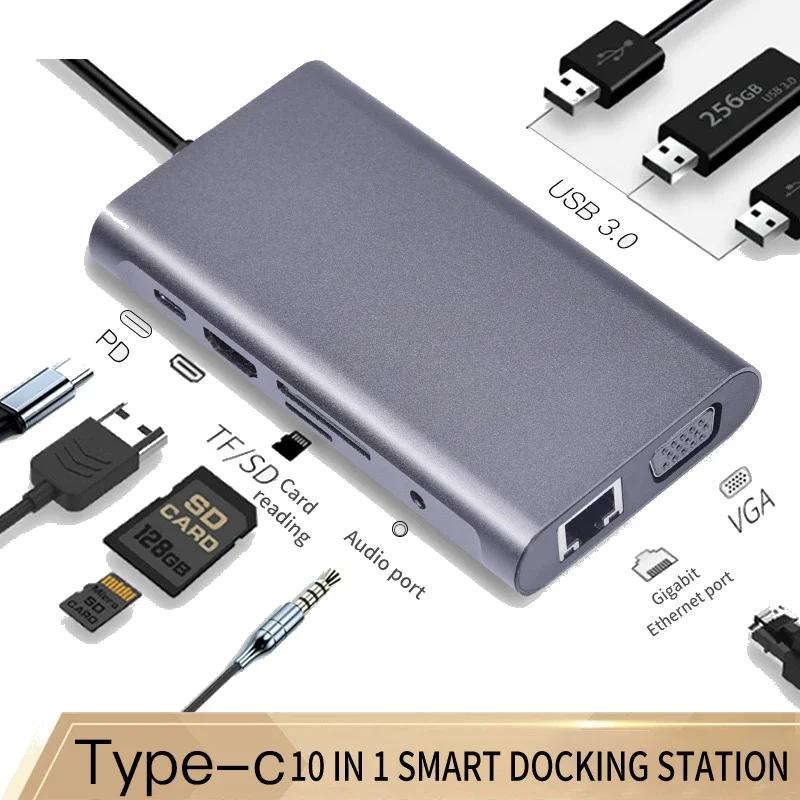USB  10  1  USB C ŷ ̼, Macbook Pro, MicroSD/SD ī , 100W PD, SD/TF, RJ45,4K HD, Ʈ ׼